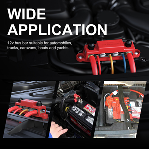 Barramentos de Distribuição de Energia em Cobre com Bloco de Terminais e 4 Pinos de 3/8"(M10) e <span class=keywords><strong>6</strong></span> X # Barra de Conexão com 8 Parafusos 275A com Tampa - Product Image 5