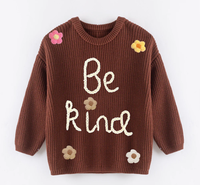 Suéter de Punto Cálido para Niñas, 100% Algodón, Bordado Personalizado con Nombre, Manga Larga, Otoño Invierno Navidad