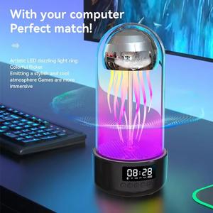 Reloj Despertador Colorido en Oferta, Lámpara Nocturna Ambiental Recargable por USB, Altavoz <span class=keywords><strong>Bluetooth</strong></span> <span class=keywords><strong>con</strong></span> Forma <span class=keywords><strong>de</strong></span> Medusa LED - Product Image 3