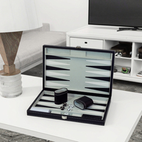 Sonny Jeu d'échecs d'intérieur en cuir PU Jeu de backgammon personnalisé de luxe de 18 pouces