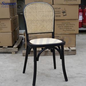 Sedie da pranzo in legno massello in Rattan reale banchetti impilabili per matrimoni salotti all'aperto Barbeque Parks ville scantinati - Product Image 2