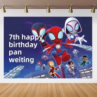Toile de fond personnalisée Avengers Super-héros Spider-Man Iron Man avec nom sur panneau KT, impression numérique moderne pour fête d'anniversaire d'enfants