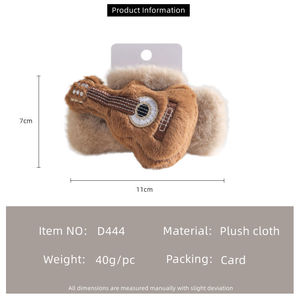 MUJU Fermaglio per capelli a forma di chitarra in peluche da 11 cm, in pelliccia sintetica, per coda di cavallo e chignon, colori misti, MOQ ridotto, pronto per la vendita al dettaglio, logo personalizzabile, codice a barre - Product Image 6