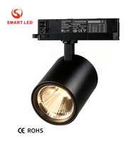 Projecteur LED COB sur rail moderne en aluminium 3W-40W, angle de faisceau 10-60°, bras long 3/4 fils