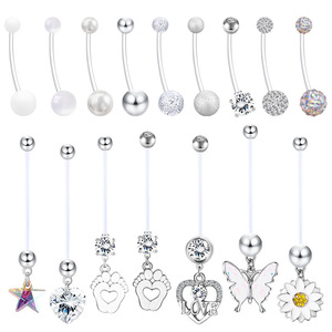 Anneaux de <span class=keywords><strong>nombril</strong></span> de grossesse en acrylique UV 14G, bijoux de <span class=keywords><strong>piercing</strong></span> de maternité flexibles avec breloques pendantes <span class=keywords><strong>pour</strong></span> femmes enceintes - Product Image 1
