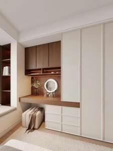Ensemble de meubles de chambre à coucher et de salle de sport multifonctionnel moderne avec armoire et coiffeuse combinées, gain de place, miroir éclairé par LED - Product Image 2