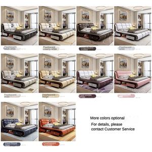 Bộ giường ngủ khách sạn hiện đại cao cấp, thiết kế mới nhất, đa chức năng, kích thước <span class=keywords><strong>King</strong></span> size, giường đôi màu trắng giả da đang giảm giá - Product Image 3