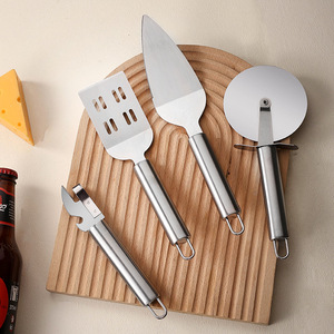 Ensemble d'ustensiles de cuisine miniatures en acier inoxydable avec manche plat : spatule à pizza, rouleau à pâtisserie, couteau, ouvre-bouteille, ouvre-boîte, outils de cuisine - Product Image 1