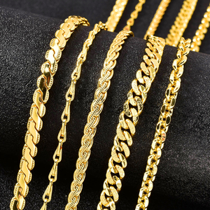 Collar de Cadena de Cobre Estilo <span class=keywords><strong>Italiano</strong></span> Bañado en <span class=keywords><strong>Oro</strong></span> de <span class=keywords><strong>14k</strong></span> 750 con Eslabones Infinitos al Por Mayor para Mujer - Product Image 4