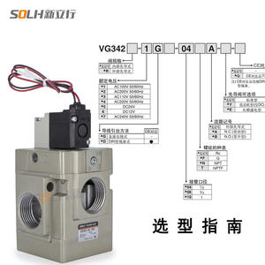 Vanne solénoïde à trois voies à deux positions à commande pilote VG342R-5G-04/06/10 pour machine de laminage haute performance, contrôle DC24V AC220V - Product Image 2