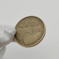 Médaille commémorative en bronze antique plaqué argent, sculptée en 3D, en forme de cœur avec la lettre 'LOVE', pour la fête des pères, confession d'amour, en métal