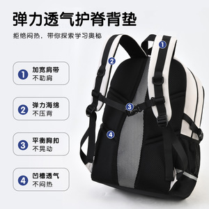 Zhiya Student <b>Backpack</b> 15 Inches <b>Large</b> Capacity Lightweight <b>School</b> Bag Unisex Fashionable Splicing Lock Design - Product Image 4