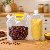 Pochette Doypack transparente à bec verseur avec poignée, personnalisable, pour l'emballage de céréales, légumineuses, noix, graines et aliments secs