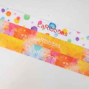 Ruban en gros-grain imprimé à pois colorés, style points aquarelle, ruban en polyester pour emballage cadeau, décoration de fête - Product Image 2