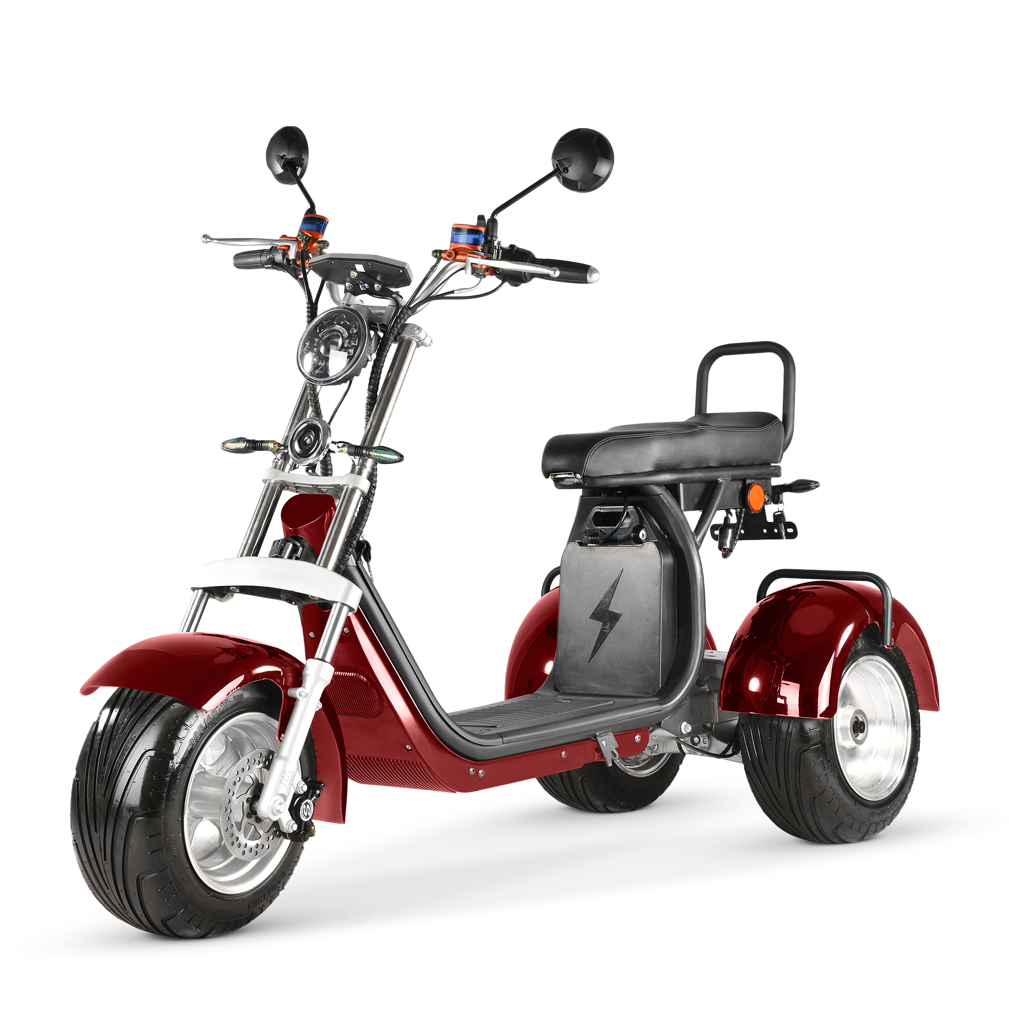 Holland In Voorraad Dual 2000W Motor 3 Wielen Elektrische Motorfiets Nieuwe Citycoco Scooter Met Twee Batterij