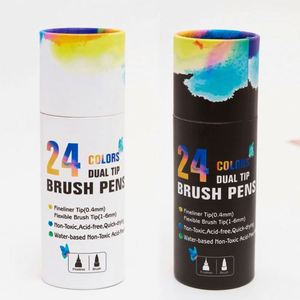 High Quality 24-Color Dual Tip Art Marker Set Soft Tip Fineliner & Double Head Watercolor <b>Brush</b> for Drawing - Product Image 4