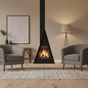 Cheminée suspendue de luxe sur mesure en <span class=keywords><strong>bois</strong></span>, <span class=keywords><strong>poêle</strong></span> design suspendu pour villa, maison d'hôtes, salon - Product Image 4