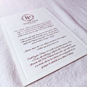 Papier texturé blanc de luxe avec monogramme en cuivre, papeterie personnalisée, papier à lettres avec enveloppe, impression personnalisée en relief - Product Image 2
