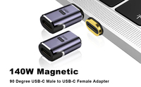 Adaptateur d'extension magnétique USB4 40 Gbps 100 W PD USB-C Femelle vers USB-C Mâle, Vidéo 8K, 24 broches, plaqué or, angle droit en U, OTG