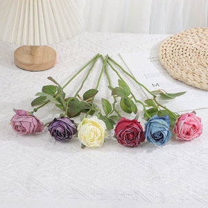 Bouquet de roses artificielles à branche unique, fleurs en soie blanches, rouges, roses, violettes, bleues pour la décoration intérieure et la photographie - Product Image 3