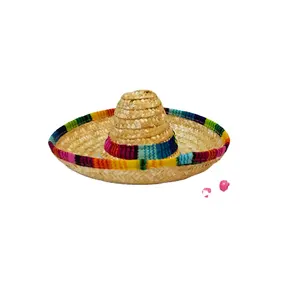 Chien et chat animaux de compagnie chiot Mini paille chapeau de soleil Sombrero chapeau de fête de style mexicain