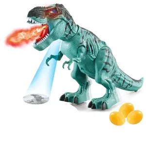 Keluaran Baru Mainan Dinosaurus untuk Anak-anak Set Plastik Robot Berjalan Listrik dengan Proyeksi Musik dan Lampu Meletakkan Telur Dino