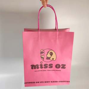 Sac en papier kraft brun avec poignées, personnalisé avec logo, recyclé, pas cher, pour l'épicerie et l'emballage - Product Image 2