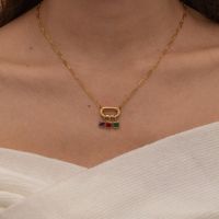 Kalung Liontin Batu Kelahiran Berlapis Emas 18K untuk Wanita, Batu Permata Amethyst Emerald, Tahan Air, Hipoalergenik, Hadiah Perhiasan