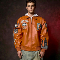 Veste en cuir pour homme avec logo brodé personnalisé, streetwear, haute qualité, coupe-vent, imperméable, veste de course universitaire