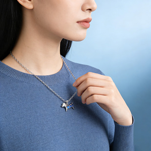 우아한 에폭시 레진 세트 펜던트가 있는 925 실버 패션 목걸이, 여성을 위한 이상적인 선물 - Product Image 6