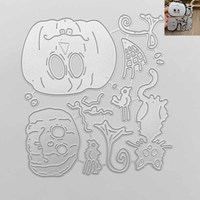 Matrices de découpe tête de citrouille d'Halloween, découpeuse artisanale pour décoration en papier, outillage de gravure en acier au carbone pour gaufrage
