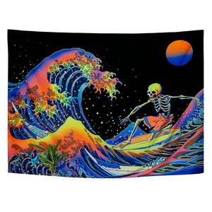 2024 personnalisé <span class=keywords><strong>psychédélique</strong></span> Fluorescent <span class=keywords><strong>UV</strong></span> tapisserie personnalisé Blacklight <span class=keywords><strong>tenture</strong></span> murale imprimé Animal tissé Aubusson Jacquard pour - Product Image 1