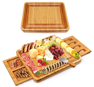 Juego de Tabla de Quesos de Bambú con <span class=keywords><strong>Cajón</strong></span> para Cubiertos y Plato, Juego de Cuchillos para Queso de Tamaño Personalizable y Sostenible - Product Image 2