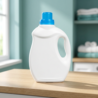 Bouteille ovale en plastique HDPE UMK avec poignée et bouchon à vis, recyclable, pour détergent, adoucissant pour tissus, emballage de produits chimiques ménagers, 1000 ml