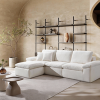 Trend-Lounge Ecksofa mit geteiltem Rückenteil, tiefem Sitzbereich und umkehrbarer Chaiselongue, fester Schaumstoffpolsterung für Wohnzimmer und Apartment