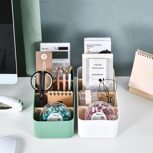 Cosmetic Storage Box Plastic Lipstick Skincare Organizer Desktop Makeup Holder Open Top With Compartments White - Product Image 2