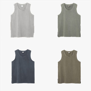 Nouvelle Arrivée Été 2026 Débardeur Homme en Coton Lavé Vintage Effet Vieilli et Détail Déchiré, Style Décontracté Sport et Fitness - Product Image 1