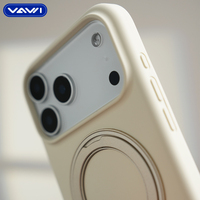 Coque de téléphone VAWI S075 avec béquille rotative à 360 degrés, en silicone liquide, pour iPhone 17 16 15 14 13 Pro Max Plus