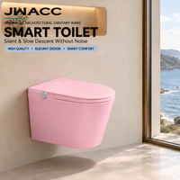 Toilette intelligente murale rose à double chasse, siège chauffant, buse autonettoyante, désodorisation automatique, siphon en P, 220V