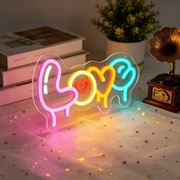 Enseigne néon LED en forme de cœur, lumière néon romantique, décoration murale pour la maison, bar, chambre de fille, anniversaire de mariage, cadeau pour couple