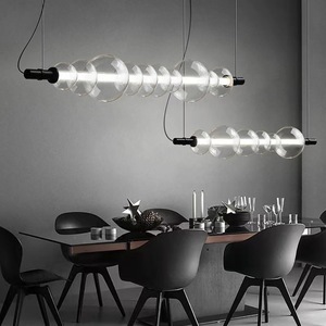 Lampadario a LED in Vetro a Forma di Nuvola per Soggiorno, Moderno e Semplice, Luce a Striscia Lunga, Design Minimalista, Lampada a Sospensione Nera per Ristorante e Caffè - Product Image 4