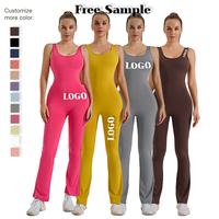 Combinaison de yoga une pièce sans couture, dos nu, taille haute, respirante, 100 % polyester, style mode personnalisé