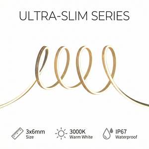 Bande lumineuse LED néon flexible en silicone ultra-mince 3x6mm DC 24V, 168 LED/m SMD 2216 CRI 90 IP67 étanche - Product Image 1