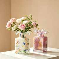 Vase en verre émaillé de style médiéval français, élégant et luxueux, récipient floral minimaliste, décoration d'intérieur, ornement artistique pour le salon