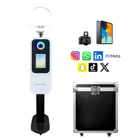 Nuevo Diseño de Cabina de Fotos con Impresora Integrada, Luz RGB para Bodas, Metálica, Compatible con iPad y Cámaras DSLR, Opcional para Eventos y Fiestas