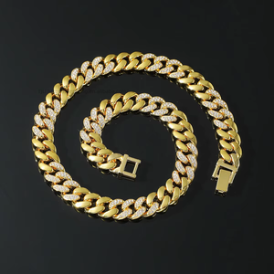 Glossy Splicing <b>Cuban</b> <b>Chain</b> Necklace Hipster Nightclub Personalized Collarbone <b>Chain</b> Tanjing Fashion Lijing Necklace - Product Image 3