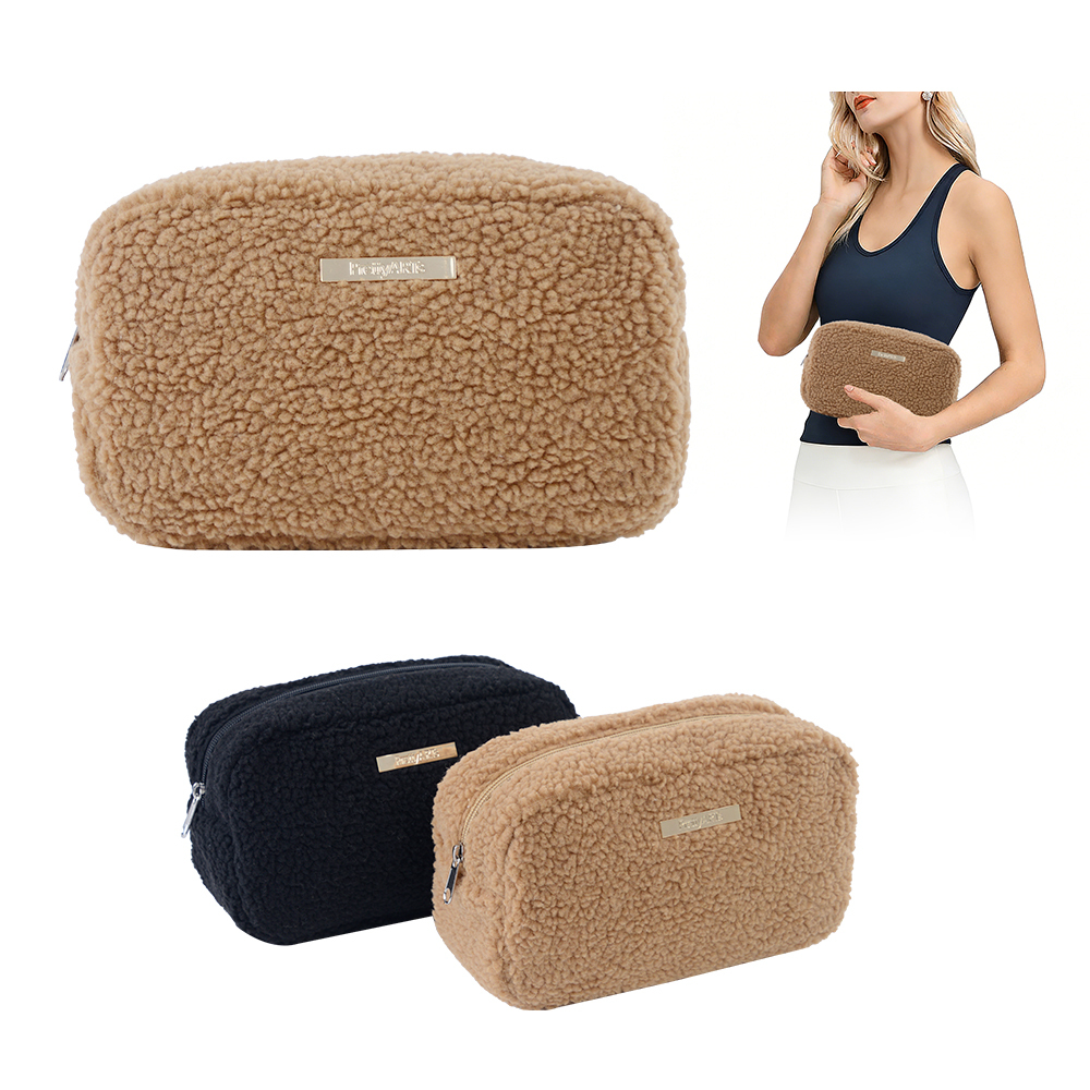 Winter Teddy Fuzzy Cosmetic Bag