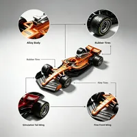 Modèle de voiture miniature personnalisé avec logo, échelle 1:43, F11, métal noir, petit modèle de course automobile coulissant, jouets de course automobile en métal moulé sous pression pour cadeau