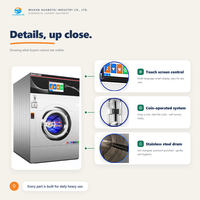 Laveuse-sécheuse combinée à monnayeur et carte, entièrement automatique, 33 kg, avec surveillance à distance par application Wi-Fi, pour hôtels et maisons d'hôtes
