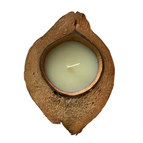 Natural coconut shell candle with fragrant scent plant wax from Vietnam